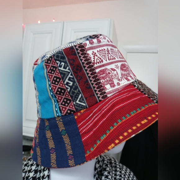 Patchwork Accessories Patchwork Reversible Cloth Hemp Bucket Hat